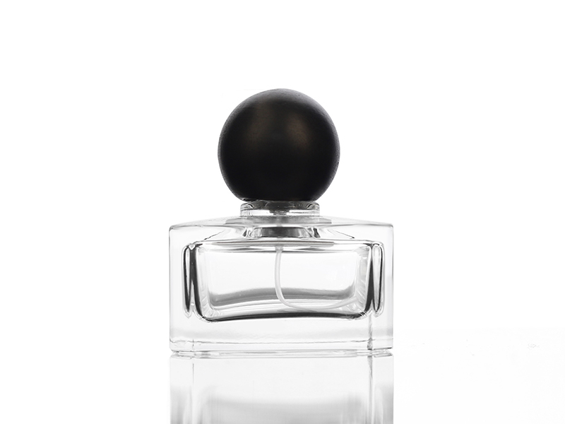 Square glass perfume bottle with cap