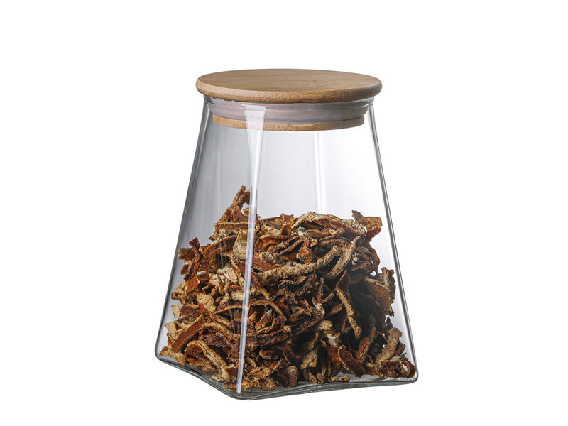 Household glass square tea jar