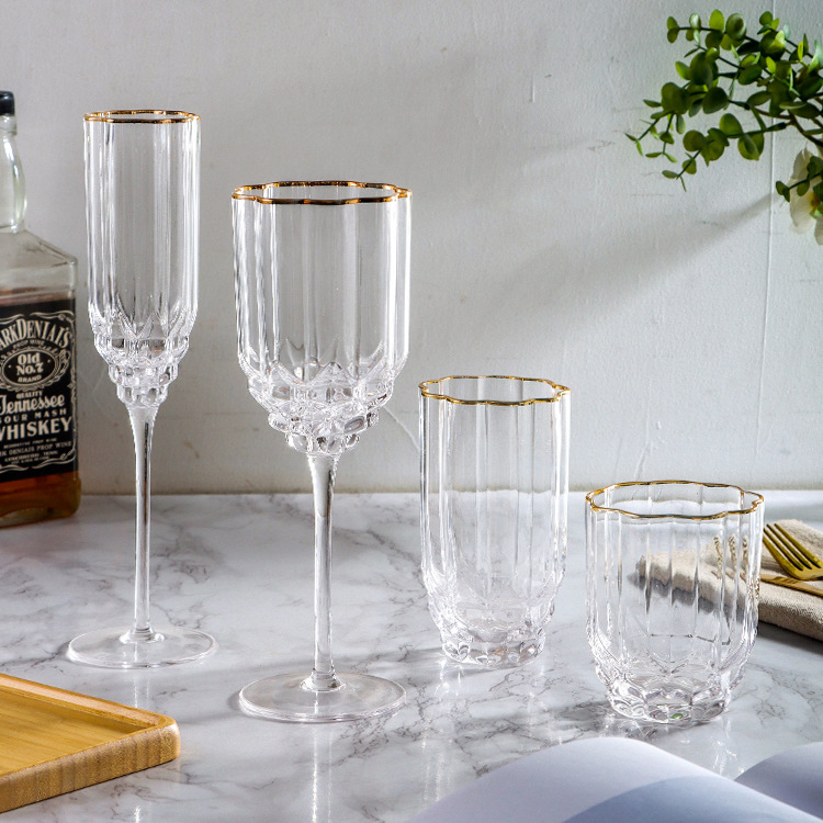 220ml diamond-rimmed crystal wine glasses