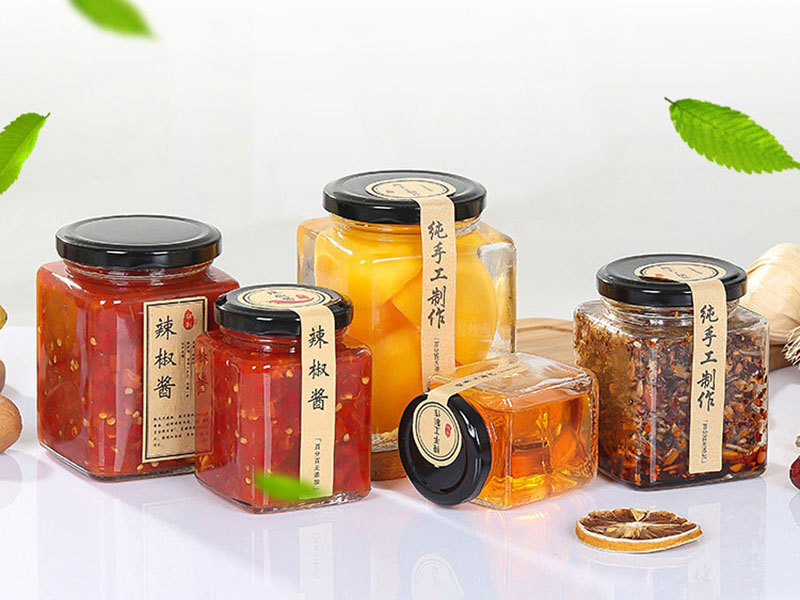 500ml 730ml Square Clear Pickle Honey Jam Bottle