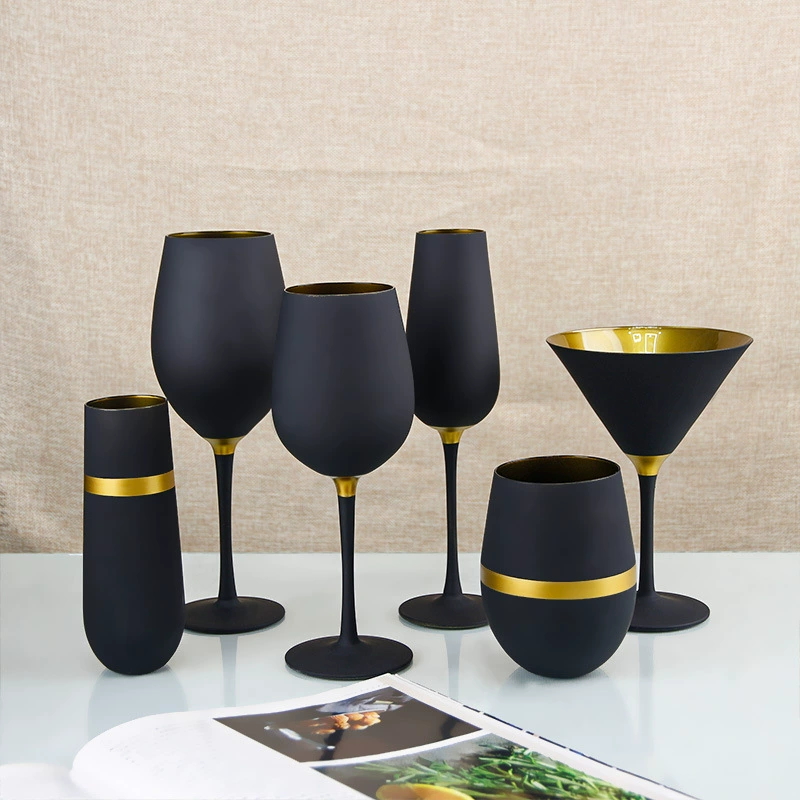 600ml Frosted gold glass wine glass