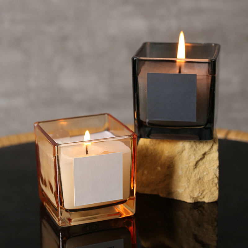 70ml 120ml square Glass candle jar
