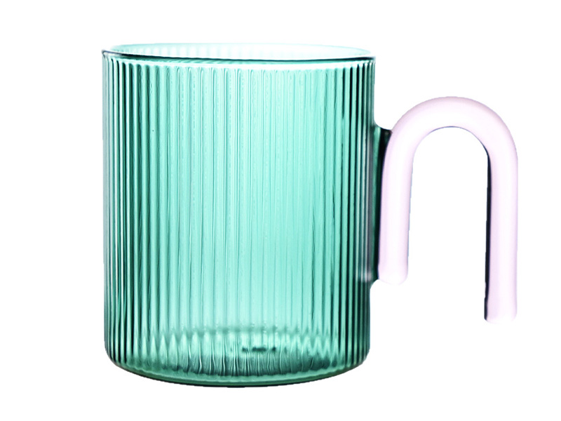 Colorful Vertically Ribbed Glass Cup