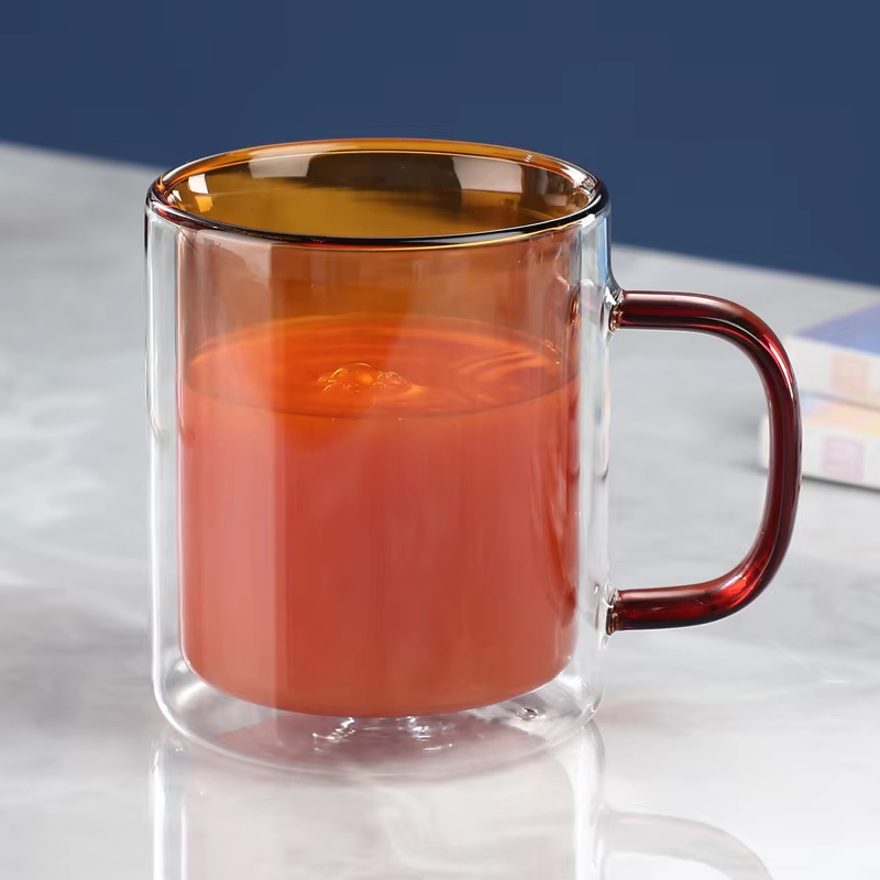 Customizable logo clear double glass cup