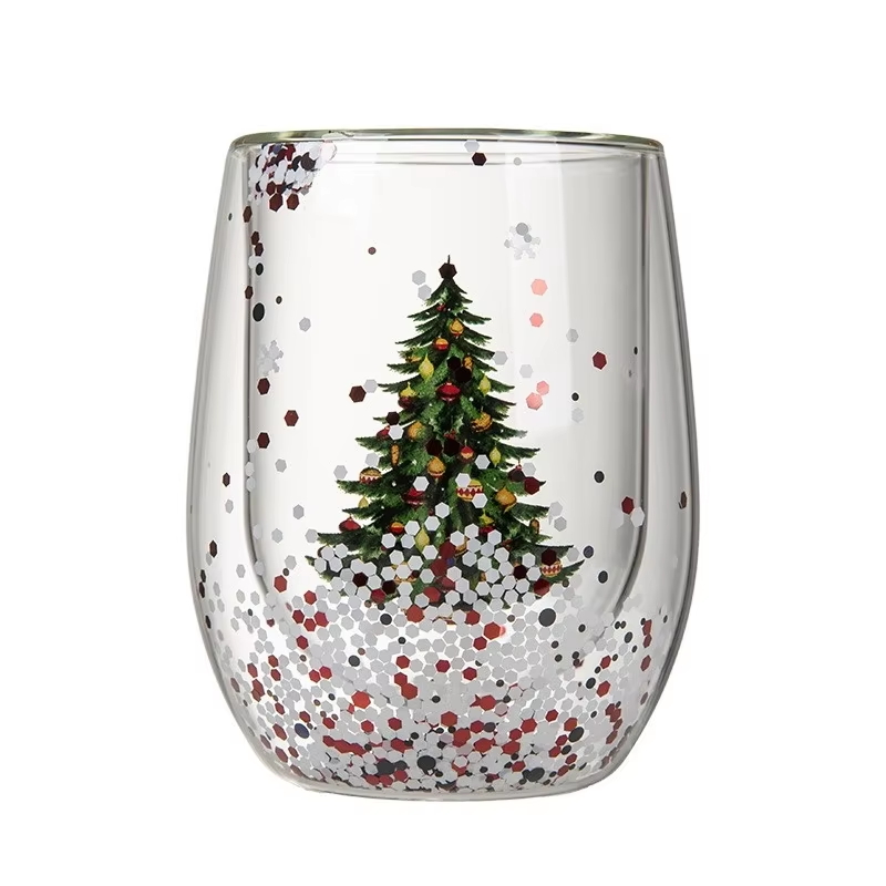 Double-Layer Christmas Tree Glass Coffee Mug