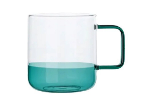 Two-Tone Glass Cup with Square Handle