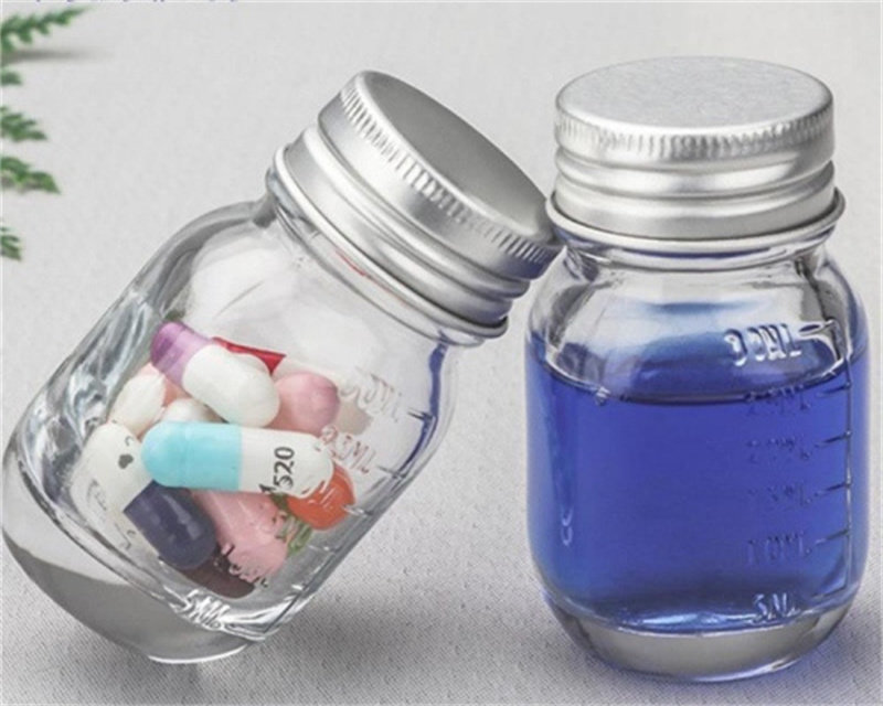 30ml Round Clear Small Glass Pill Bottles