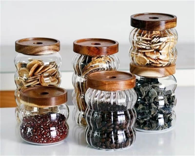 350ml 550ml 700ml Glass Jar With Bamboo Lid