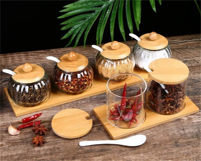 350ml Glass Spice Jar With Spoon Customizable Logo