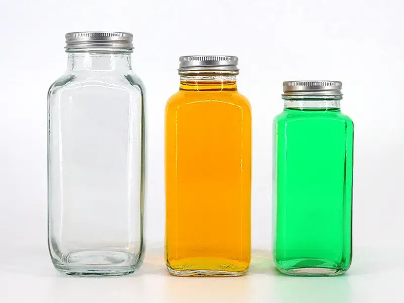 350ml Metal Lid Glass Beverage Bottle