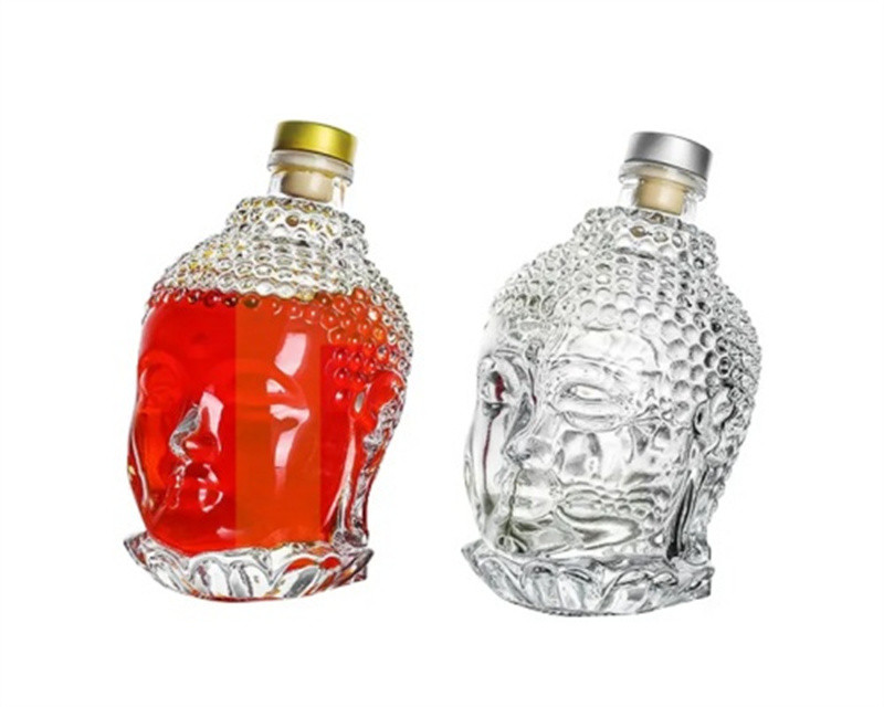 750ML Clear Glass Vodka Bottles buddha head