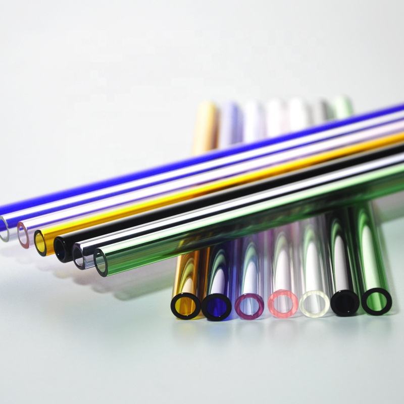 Straight Bent Colorful Borosilicate Glass Straw