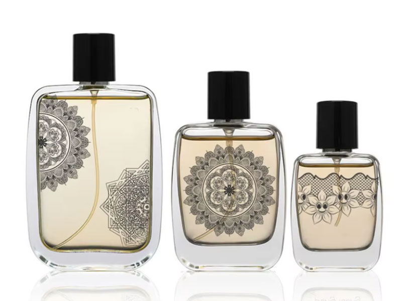 100ml Colorful Square Glass Perfume Bottles Floral Design