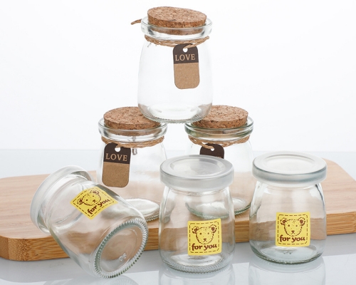 100ml Round Glass Yogurt Container Cork Lid