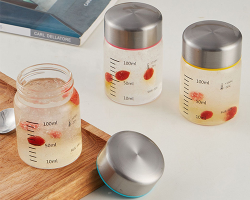 200ml 300ml Borosilicate Glass Jars Stainless Steel Lid