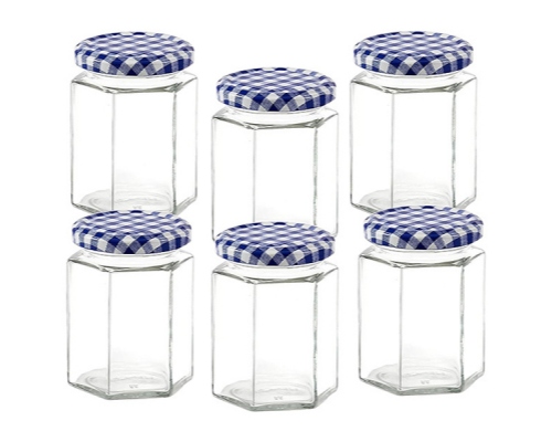 280ml Hexagon Glass Pickle Storage Jars