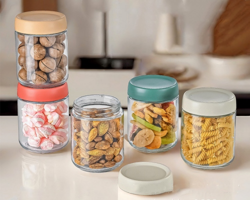 300ml 500ml Glass Jars For Food Storage Plastic Lid