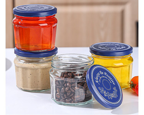 300ml Small Prismatic Clear Glass Storage Jars
