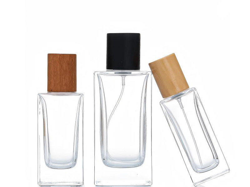 30ml 50ml 100ml Rectangular Perfume Bottles Wood Grain Lid