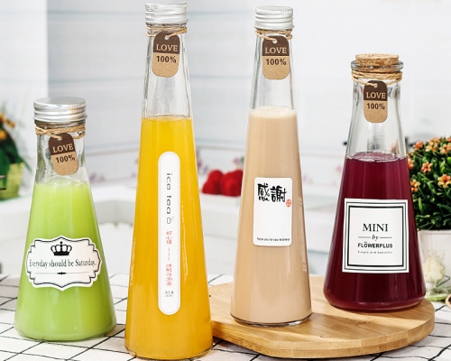 350ml Tapered Glass Juice Bottles With Metal Lid Or Cork