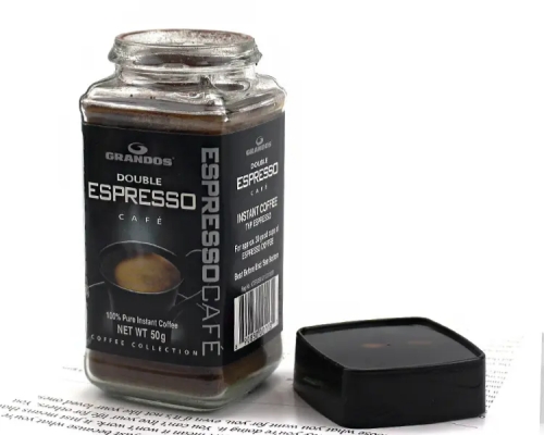 400ml Square Clear Glass Coffee Jar Plastic Lid
