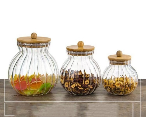 500ml 900ml Clear Round Glass Storage Containers