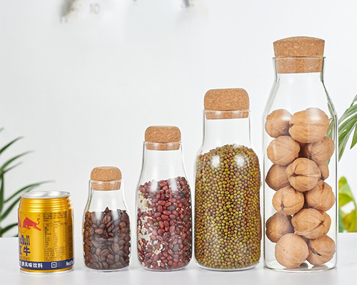 600ml 1000ml Round Storage Jars With Cork Lids