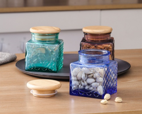 800-1000ml Square Glass Storage Jars Customizable Logo