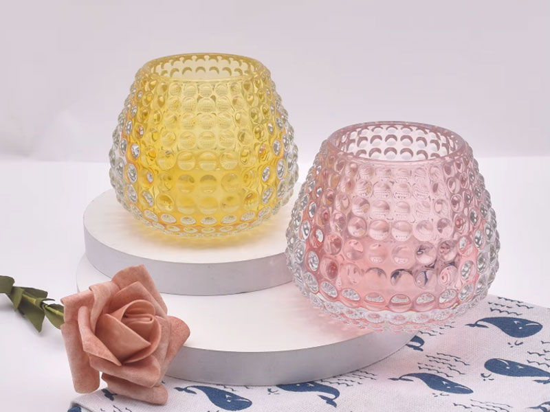 Custom Luxury Empty Glass Candelabra Jars Unique Round Shape