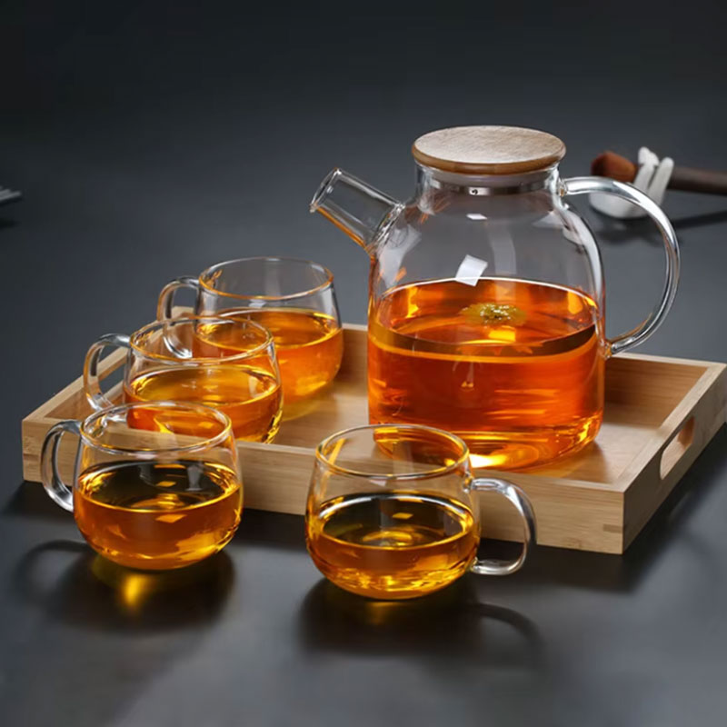 1000ml Borosilicate Glass Tea Pot Set Infuser Heat Resistant