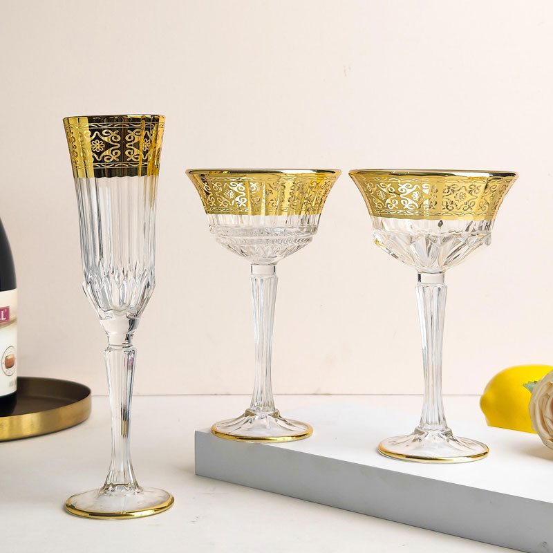 200ml 460ml Luxury Crystal Gold-Plated Vintage Glass Goblets