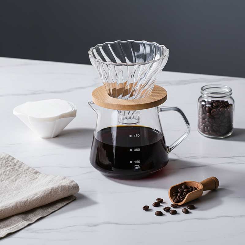 600ml Pour Over Coffee Maker Set Filter Dripper Carafe Brewer