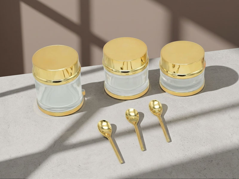 30/50/80g Glass Cream Jars Cosmetic Face Cream with Spoon
