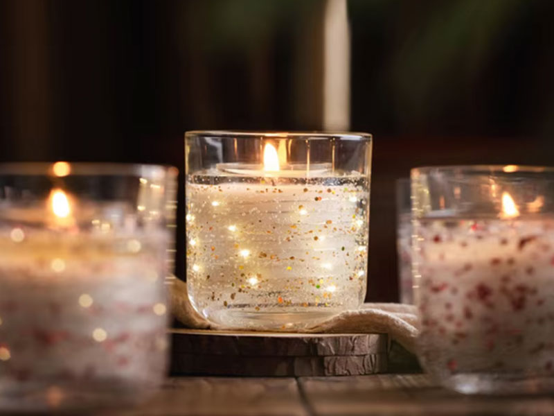Christmas Candlestick Holder in Gift Box Glass Jar