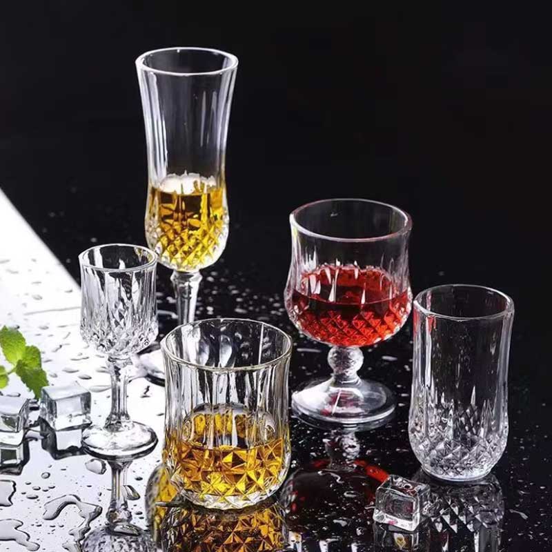 Diamond-Cut European Style Wine Glass Goblet Cup 150-260ml