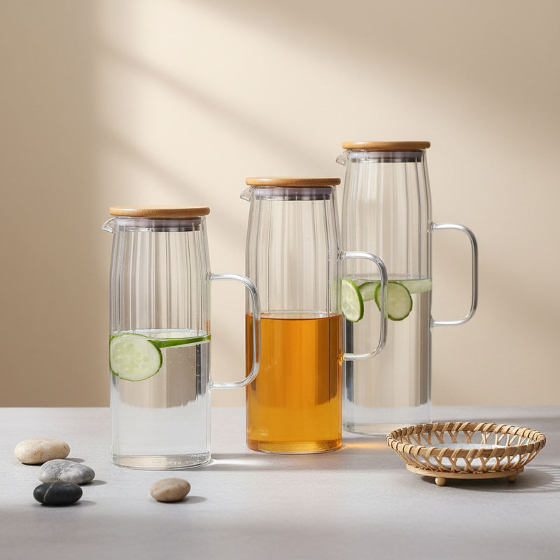 1.5L Striped Water Pitcher High Temperature Glass Teapot