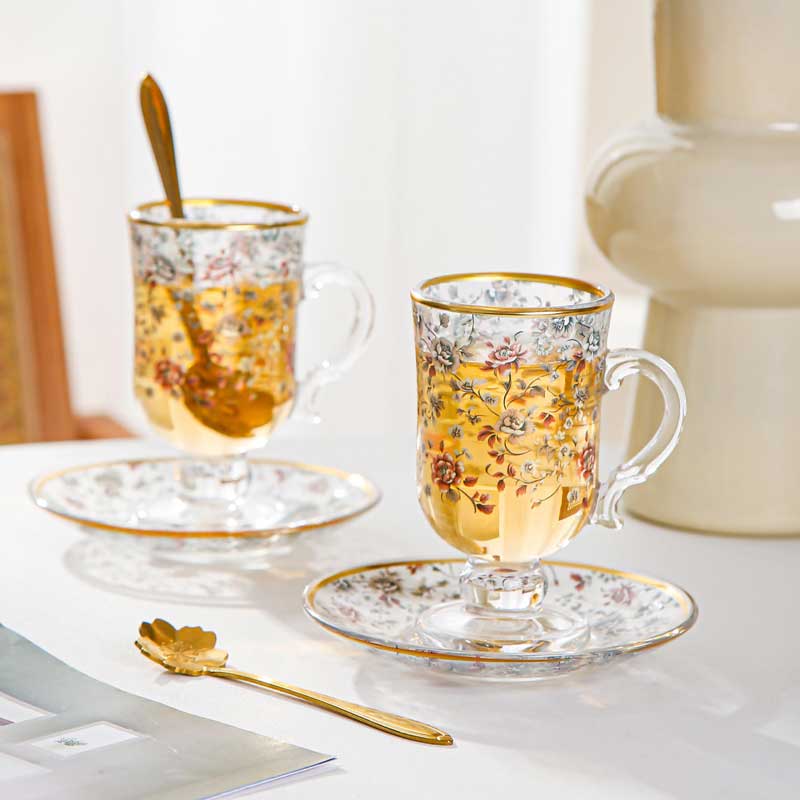 100ml Gold Plated Retro Turkey Style Glass Tea Cup Set