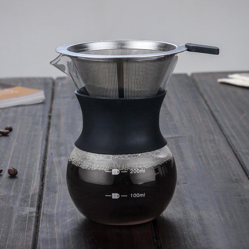 200ml Glass Pour-over Coffee Makers With Stainless Steel Filters