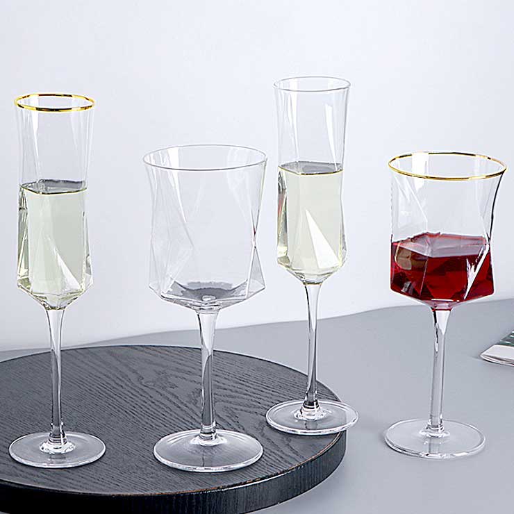 210ml 340ml Geometric Goblet Red Wine Lead-free Crystal Glass