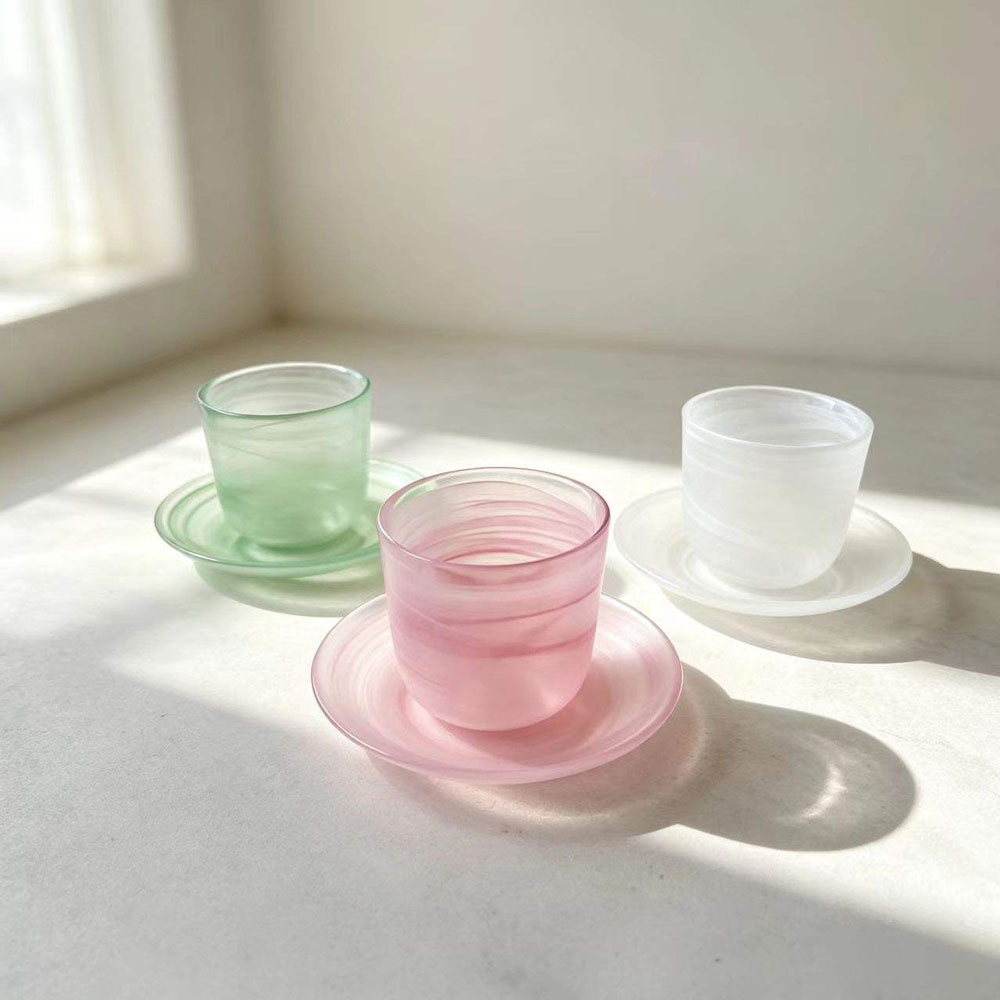 240ml Handmade Gradient Glass Coffee Cup and Saucer