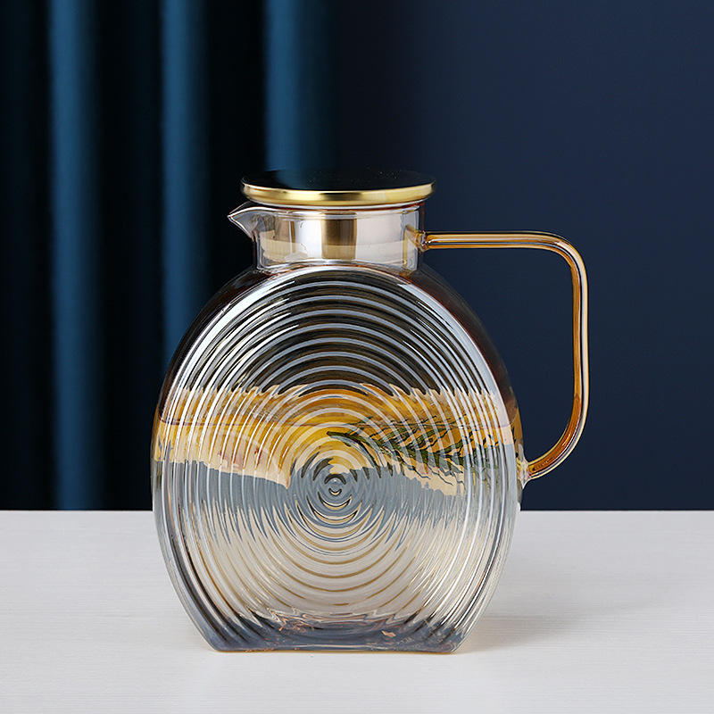 2500ml Tea Beverage Carafe Stainless Steel Lid Amber Color