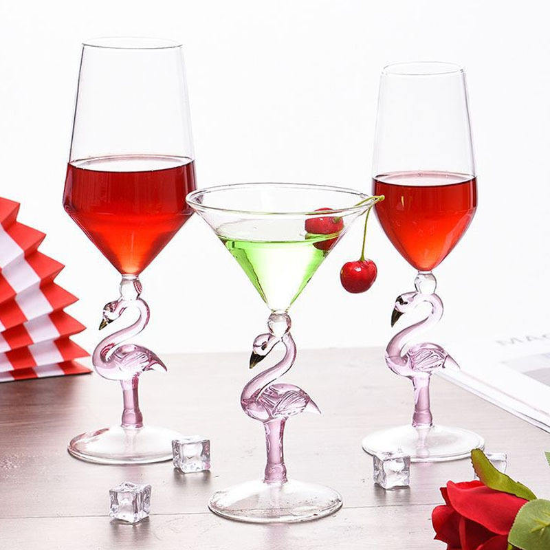 300ml Flamingo Champamgn Glass Goblet Red Cocktail Cup