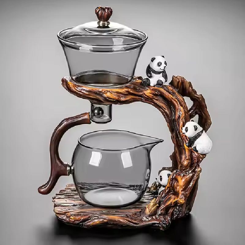 300ml Heatproof Glass Lazy Teacup Set Magnetic Automatic