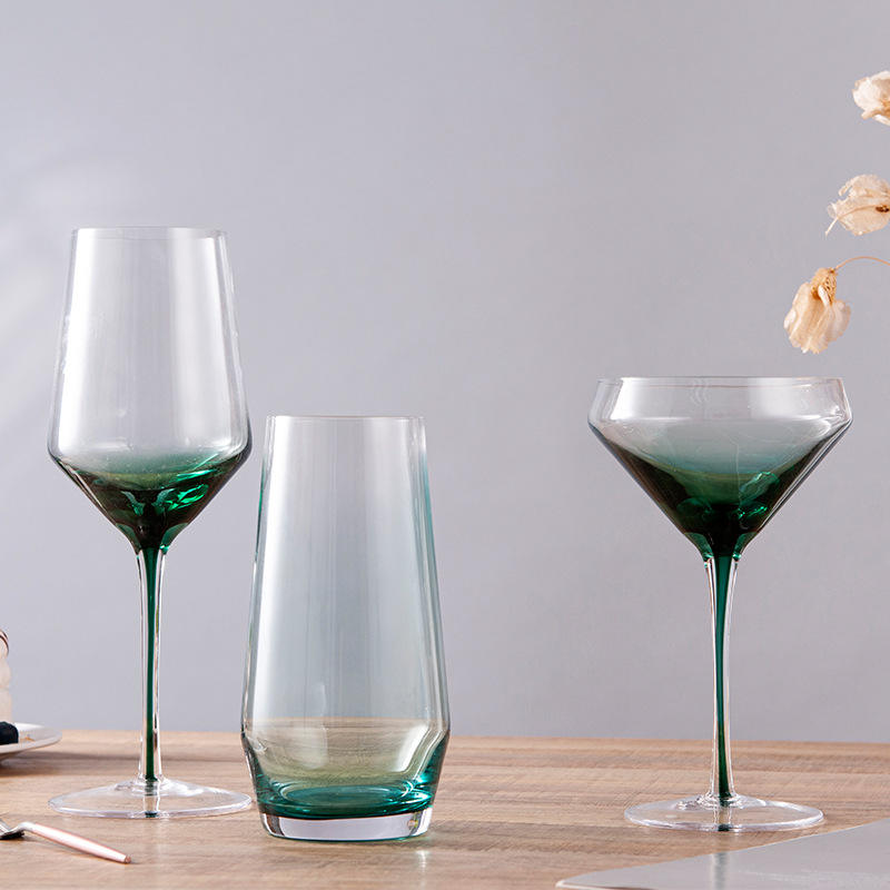 600ml Crystal Green Gradient Champagne Glass Creative